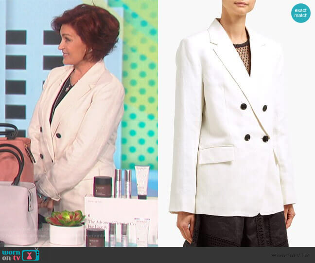 Double-breasted linen-blend blazer by Frame worn by Sharon Osbourne on The Talk