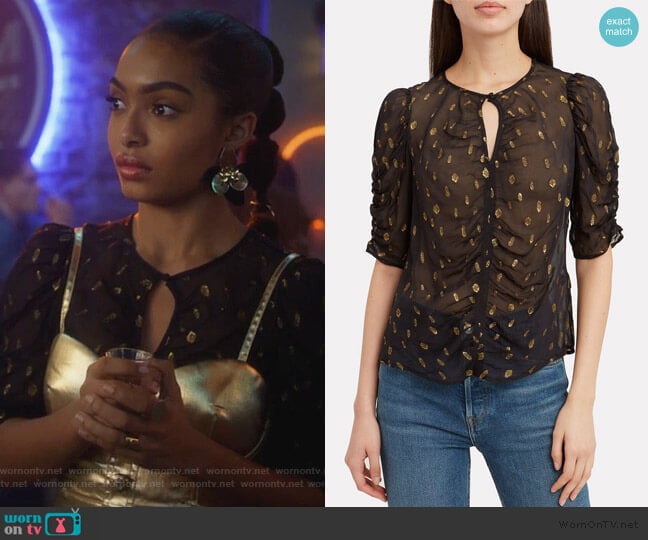 Shirred Keyhole Top by Frame worn by Zoey Johnson (Yara Shahidi) on Grown-ish