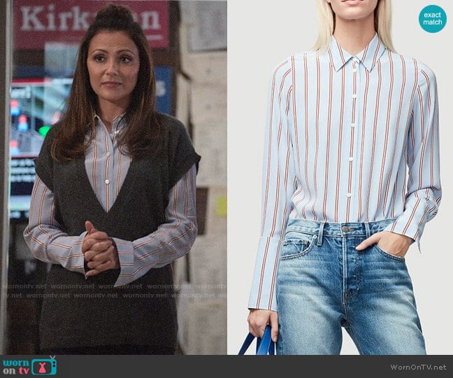 Frame Silk Button-Front Blouse worn by Emily Rhodes (Italia Ricci) on Designated Survivor