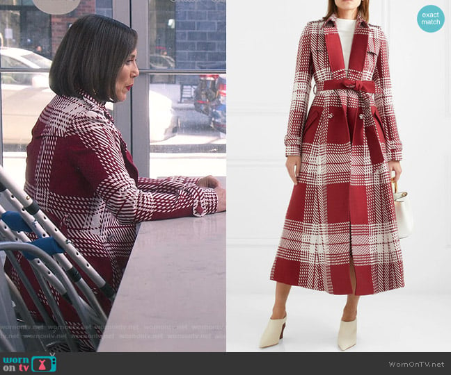 Checked Trench Coat by Gabriela Hearst worn by Diana Trout (Miriam Shor) on Younger