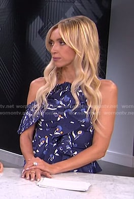 Giuliana's blue floral asymmetric top on E! News