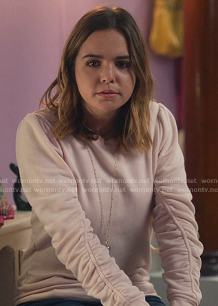 Grace's pink ruched sleeve sweatshirt on Good Witch