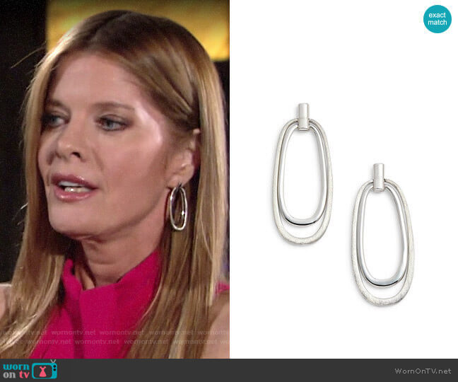 Halogen Oval Drop Earrings worn by Phyllis Summers (Michelle Stafford) on The Young and the Restless