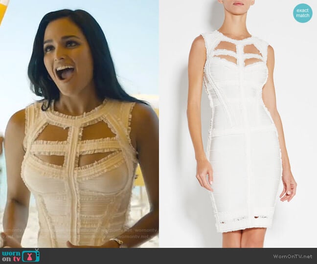 Madyson Chiffon Detail Dress by Herve Leger worn by Carolina (Feliz Ramirez) on Grand Hotel