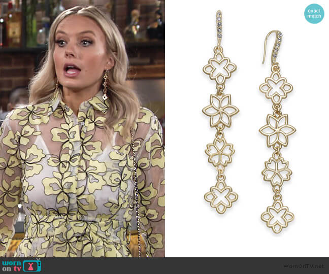 Flower Linear Drop Earrings by INC International Concepts worn by Abby Newman (Melissa Ordway) on The Young and the Restless