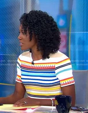 Janai’s multicolored striped dress on Good Morning America