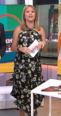 Jenna's black floral halter neck dress on Today