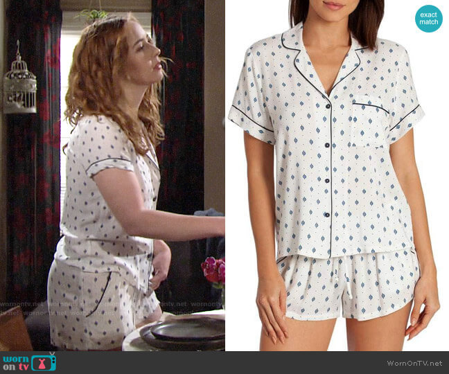 Jonquil In Bloom Satin Short Pajamas worn by Mariah Copeland (Camryn Grimes) on The Young and the Restless