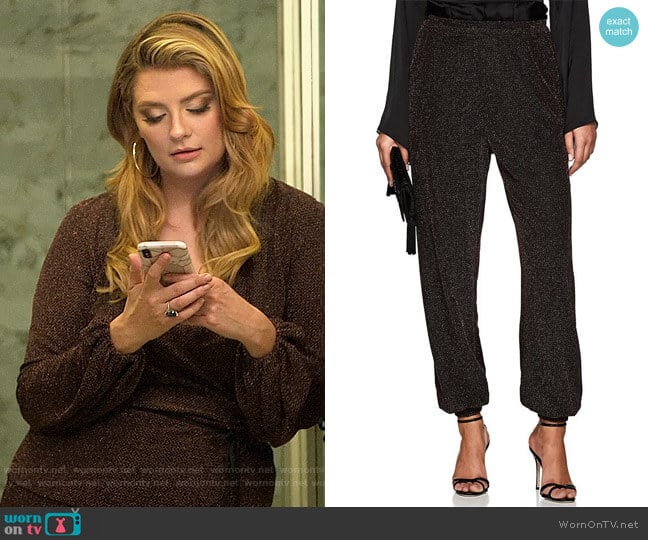 Juan Carlos Obando Metallic Knit Harem Pants worn by Mischa Barton (Mischa Barton) on The Hills New Beginnings