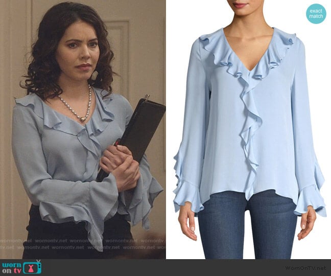 Genny Blouse by Kobi Halperin worn by Isabel Pardo (Elena Tovar) on Designated Survivor