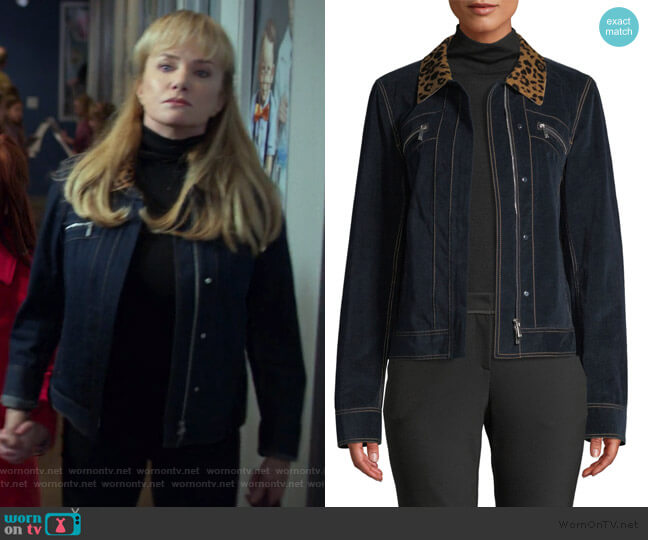 Dorothy’s denim jacket with leopard collar on Jessica Jones