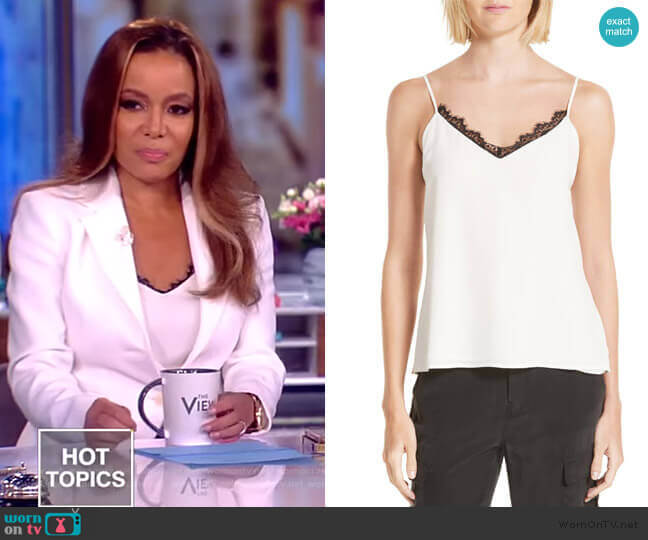 Lia Lace Trim Silk Camisole by L'Agence worn by Sunny Hostin on The View