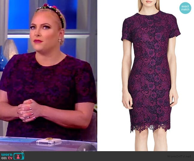 WornOnTV: Meghan’s floral lace sheath dress on The View | Meghan McCain ...