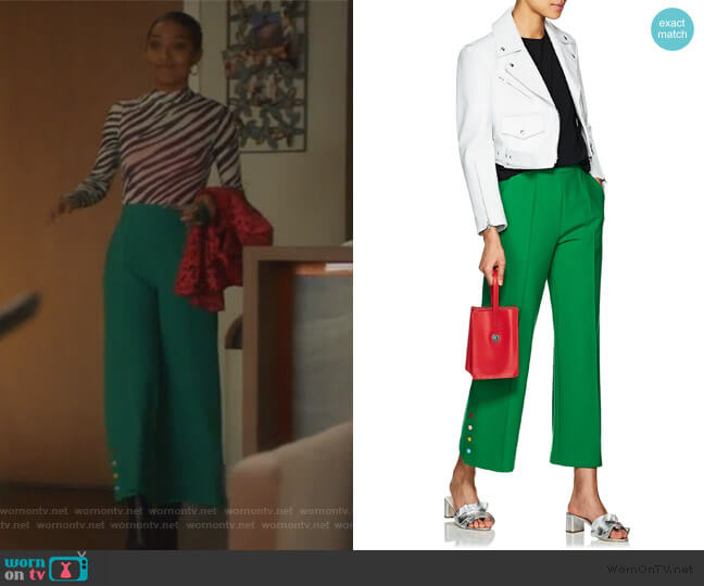 Crop Wide-Leg Trousers by Lisa Perry worn by Zoey Johnson (Yara Shahidi) on Grown-ish