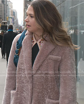 Liza’s pink shearling coat on Younger