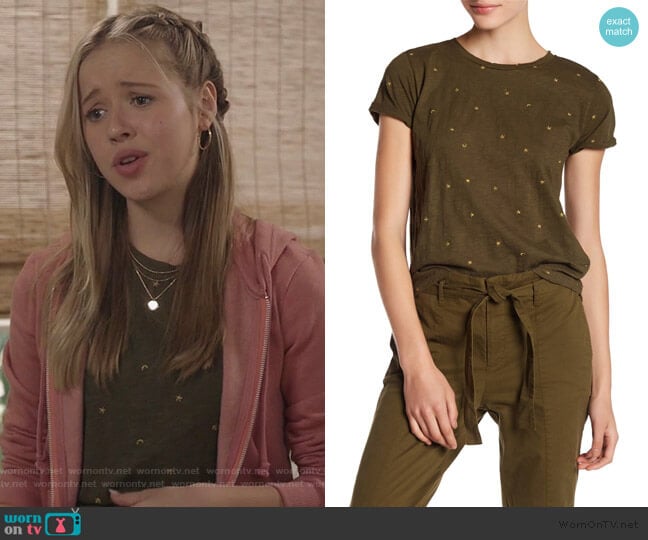 Stars & Moon Tee by Lucky Brand worn by Samantha Hughes (Holly Barrett) on Life in Pieces