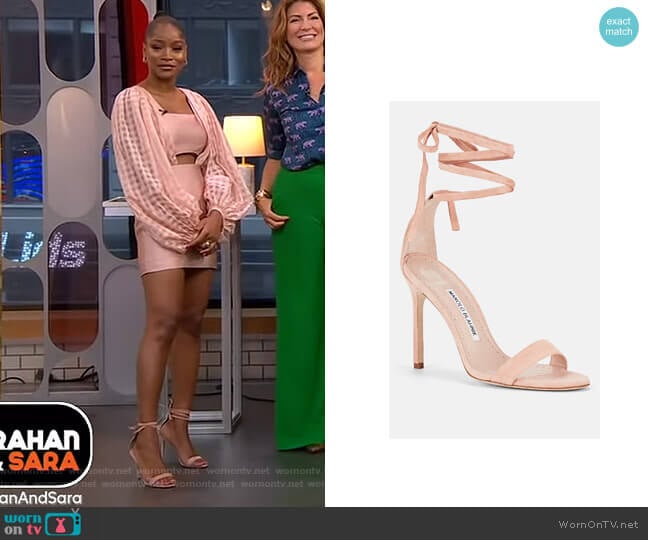 Chaosbow Suede Sandals by Manolo Blahnik worn by Keke Palmer on Good Morning America