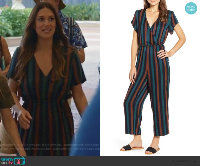 Stripe Short Sleeve Wrap Jumpsuit by Madewell worn by Colleen Brandon-Ortega (Angelique Cabral) on Life in Pieces