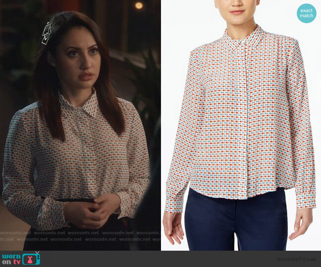 Silk Fish-Print Shirt by Weekend Max Mara worn by Ana Torres (Francia Raisa) on Grown-ish