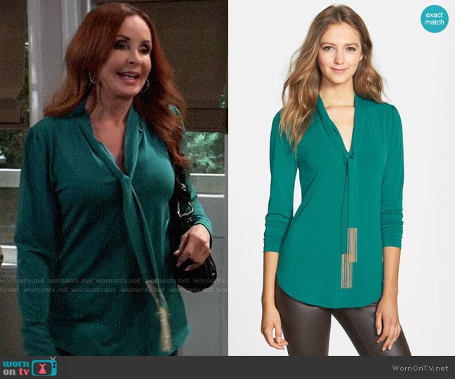 Michael Kors Chain Fringe Tie Neck Top worn by Bobbie Spencer (Jackie Zeman) on General Hospital