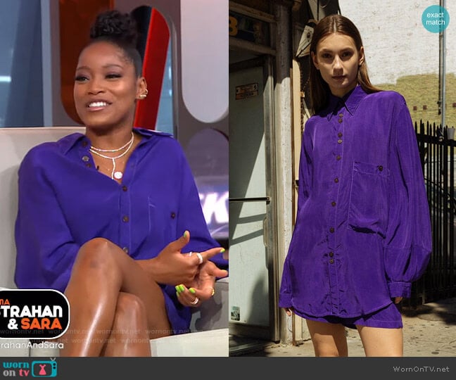 Morel Shirt in Grape by KkCo worn by Keke Palmer on Good Morning America