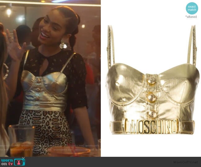 Metallic Bustier Top by Moschino worn by Zoey Johnson (Yara Shahidi) on Grown-ish