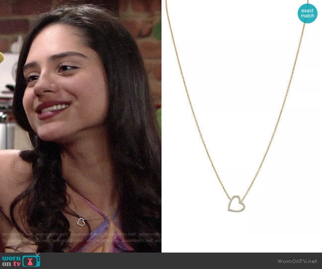 Nadri Cubic Zirconia Heart Pendant Necklace worn by Lola Rosales (Sasha Calle) on The Young and the Restless