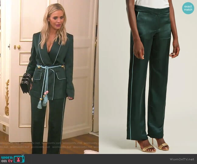 Side-Stripe Satin Trousers by Peter Pilotto worn by Dorit Kemsley on The Real Housewives of Beverly Hills