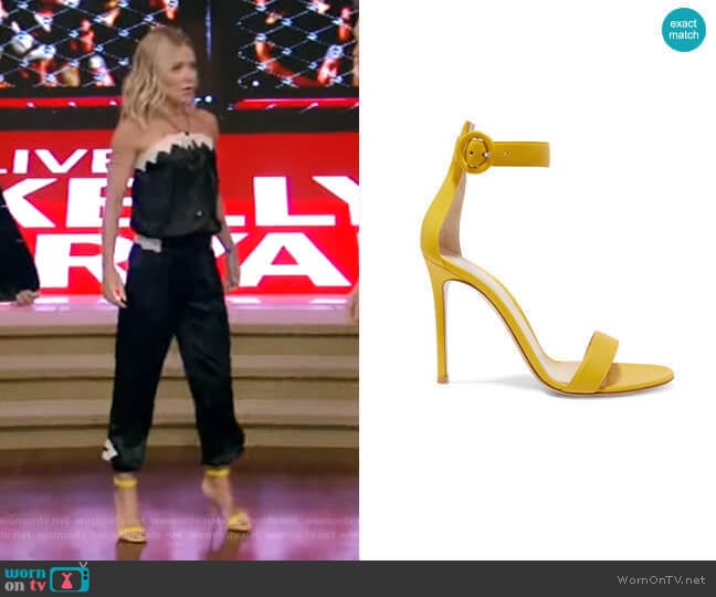 Portofino Leather Sandals by Gianvito Rossi worn by Kelly Ripa on Live with Kelly and Mark