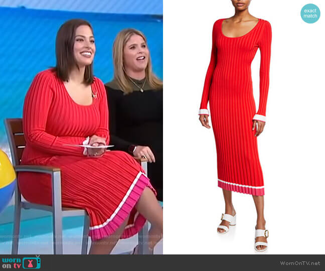 Long-Sleeve Open-Back Ribbed Knit Midi Dress by Prabal Gurung worn by Ashley Graham on Today