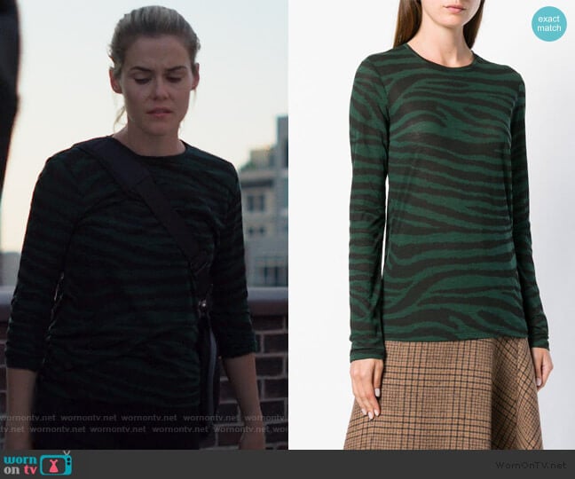 Tiger Print Long Sleeve T-Shirt by Proenza Schouler worn by Trish Walker (Rachael Taylor) on Jessica Jones