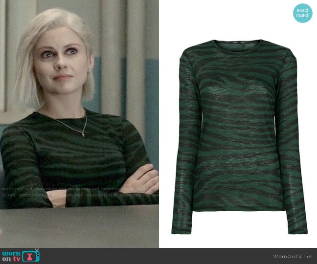 Proenza Schouler Tiger Print Long Sleeve T-Shirt worn by Liv Moore (Rose McIver) on iZombie