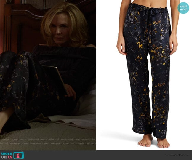 Pamela Floral Silk Pajama Pants by Raven & Sparrow by Stephanie Seymore worn by Anne Montgomery (Renee Zellweger) on What/If