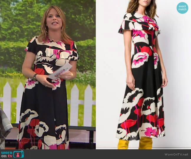 Floral Midi Dress by RED Valentino worn by Jenna Bush Hager on Today