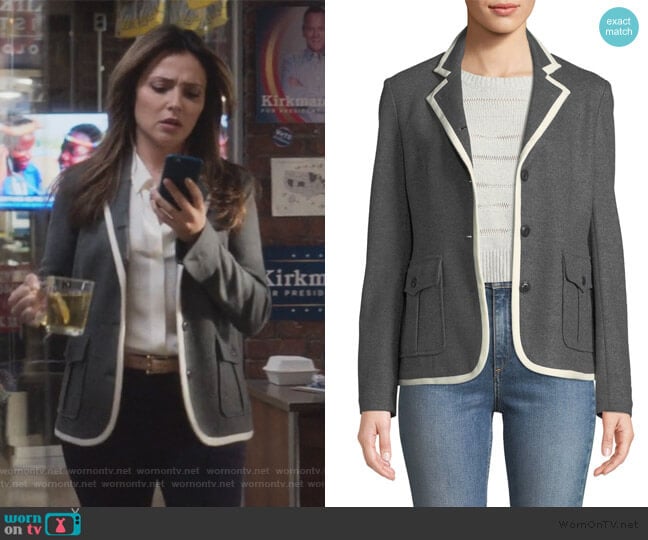 Emily’s gray contrast trim blazer on Designated Survivor