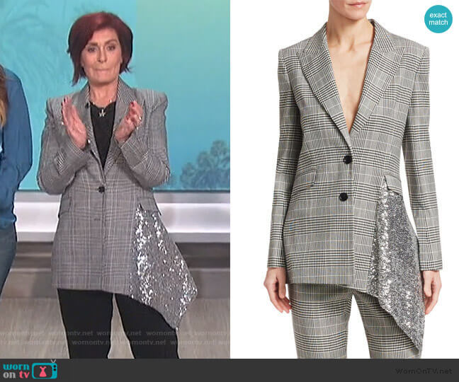 Marmont Check & Sequin Blazer by Roland Mouret worn by Sharon Osbourne on The Talk