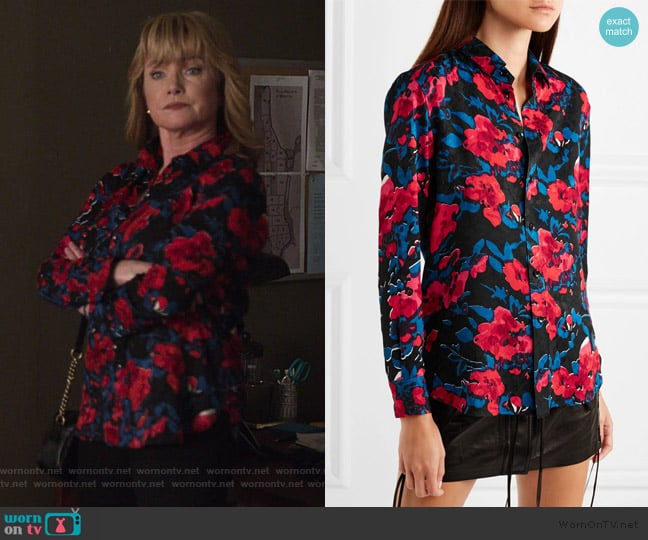 Dorothy’s black floral blouse on Jessica Jones