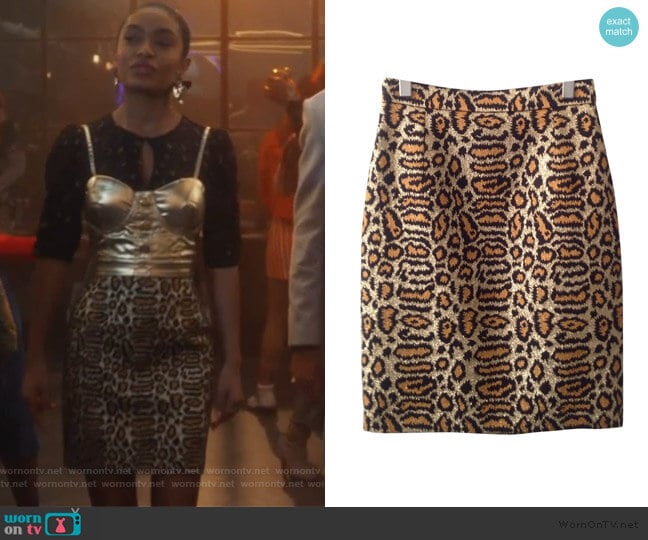 Leopard Print Silk Skirt by Saint Laurent worn by Zoey Johnson (Yara Shahidi) on Grown-ish