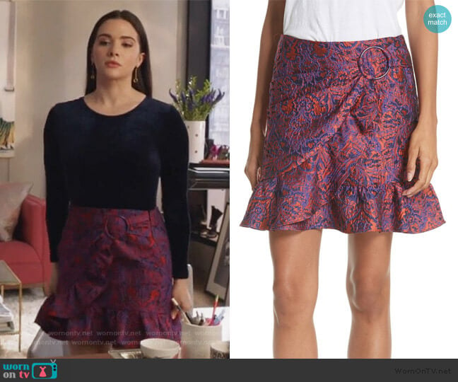 Ruffle Hem Jacquard Skirt by Opening Ceremony worn by Jane Sloan (Katie Stevens) on The Bold Type