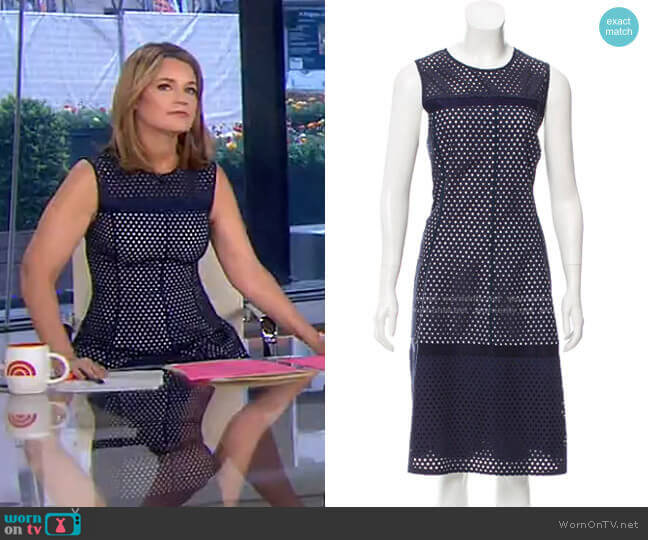 Sleeveless Eyelet Dress by Lela Rose worn by Savannah Guthrie on Today