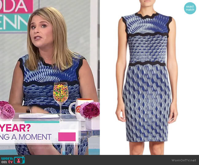 Sleeveless Wavy Print Knit Dress by Mary Katrantzou worn by Jenna Bush Hager on Today