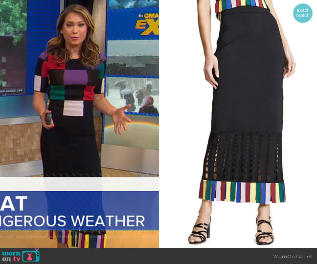 WornOnTV: Ginger’s multicolored checked top and fringed skirt on Good ...