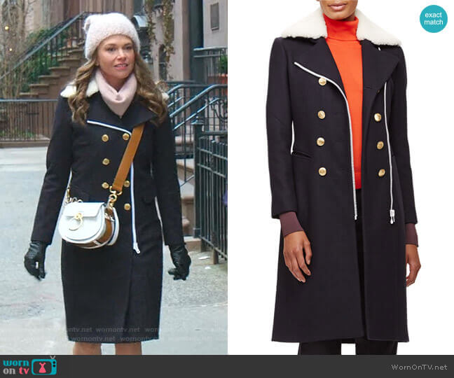 Sullivan Double-Breasted Coat w Shearling Collar by Rag & Bone worn by Liza Miller (Sutton Foster) on Younger