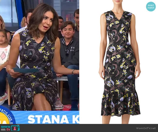 Floral Ruffle Hem Sheath by Suno worn by Cecilia Vega on Good Morning America