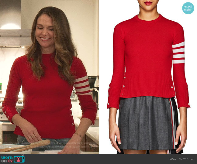 Block-Striped Cashmere Sweater by Thom Browne worn by Liza Miller (Sutton Foster) on Younger