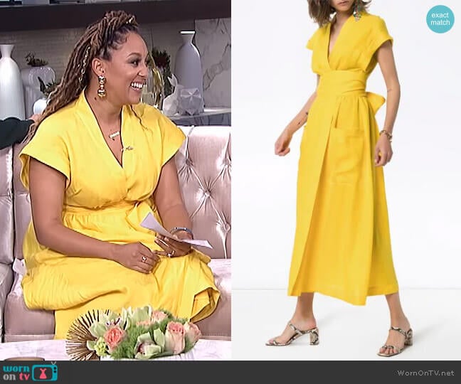WornOnTV: Tamera’s yellow short sleeve wrap dress on The Real | Tamera ...