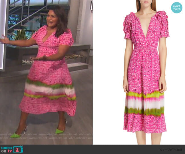 Luciana Dress by Tanya Taylor worn by Mindy Kaling on The Talk