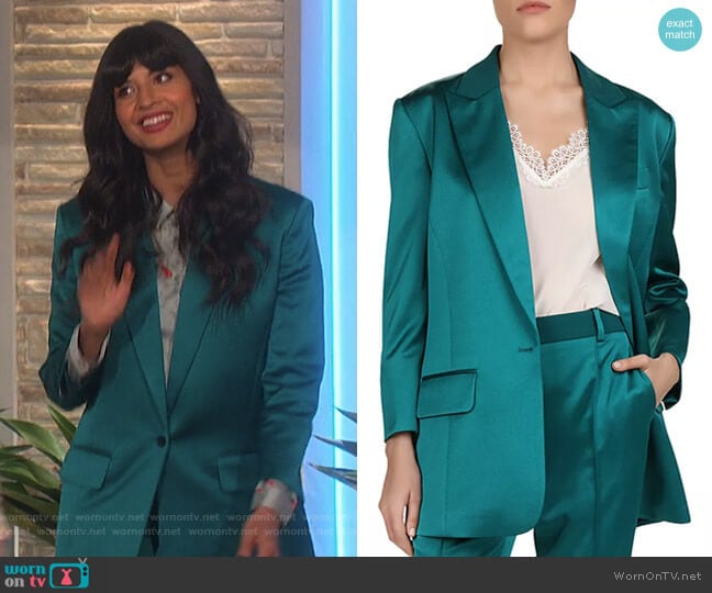 Satin Blazer by The Kooples by Jameela Jamil on The Talk