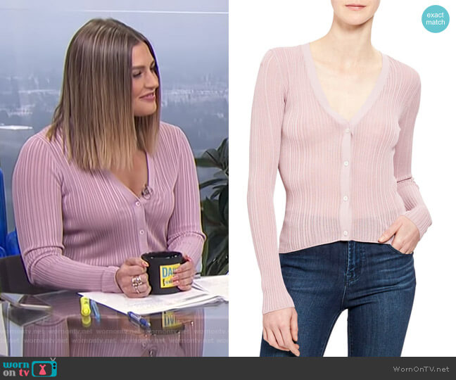 Ribbed Cardigan by Theory worn by Carissa Loethen Culiner on E! News