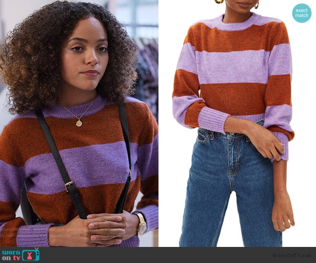 Bold Stripe Crewneck Sweater by Topshop worn by Tabitha Foster (Quintessa Swindell) on Trinkets